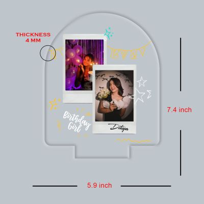 Personalized Happy Birthday Photo LED Table Lamp with 7 Color Changing Light Birthday Gift for Girlfriend, Wife, Sister & Friends